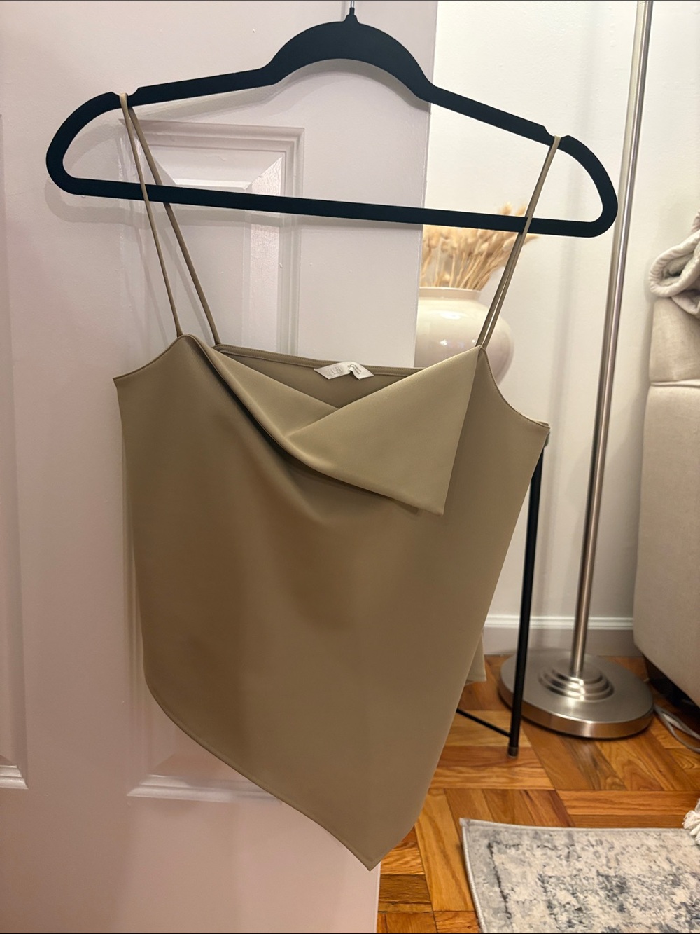 Zara Olive/Taupe Asymmetric Drape Cami Top